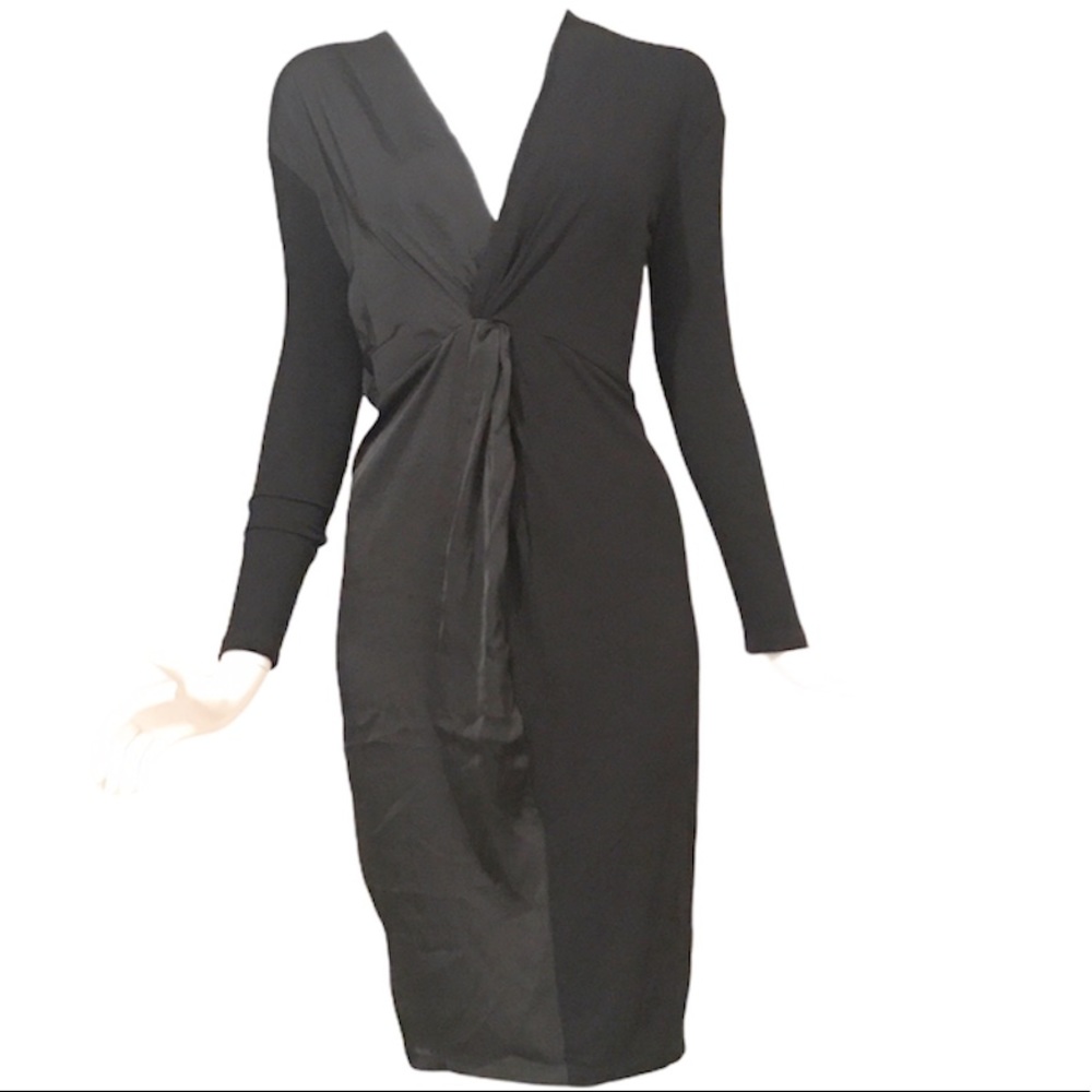 SOLD!BCBGMaxAzria Twist-Front Knit Black Dress, XS - Picture 3 of 7